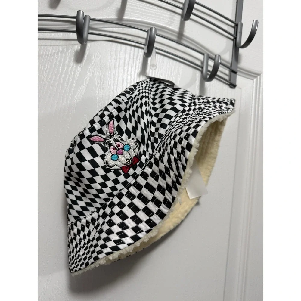 New Disney Parks Alice in Wonderland White Rabbit Checkerboard Bucket Hat Adults